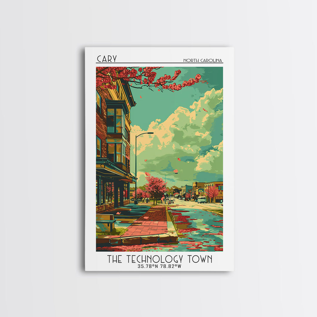Cary Travel Poster, Canvas Print, City Travel Poster, Travel Wall Art, Travel Prints, Home Office Decor, Gallery Wall Set, Art Print