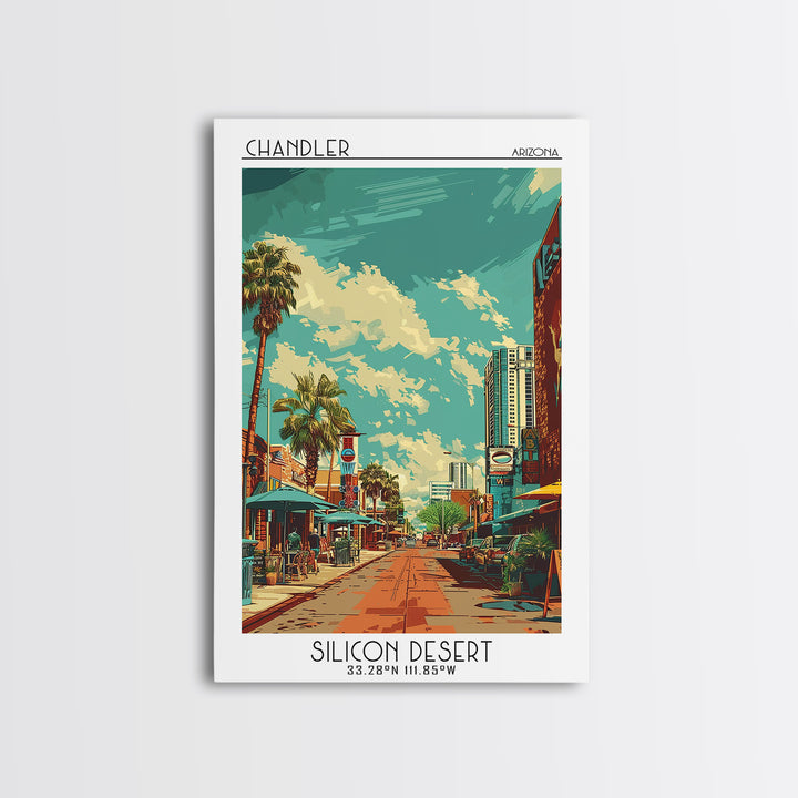 Chandler Travel Poster, Framed Canvas Print, City Art Print, Travel Wall Art, Mid Century Wall Art, Minimalist Poster, Landscape Art