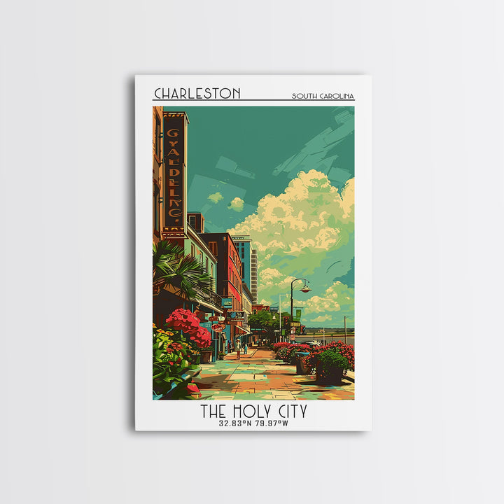 Charleston Travel Poster, Canvas Print, Retro Travel Poster, City Wall Art, Minimalist Poster, Home Office Decor, Retro Travel Print