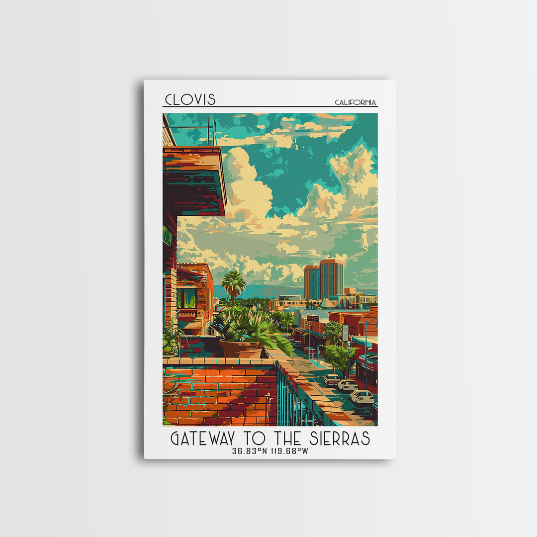 Clovis Travel Poster, Framed Canvas Print, City Art Print, Travel Wall Art, Wanderlust Gift, Poster Art, Landscape Art, Poster Print
