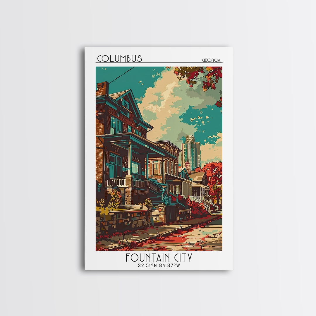 Columbus Travel Poster, Framed Canvas Print, City Travel Poster, Travel Wall Art, Vintage Travel Print, Poster Print, Fine Art Print