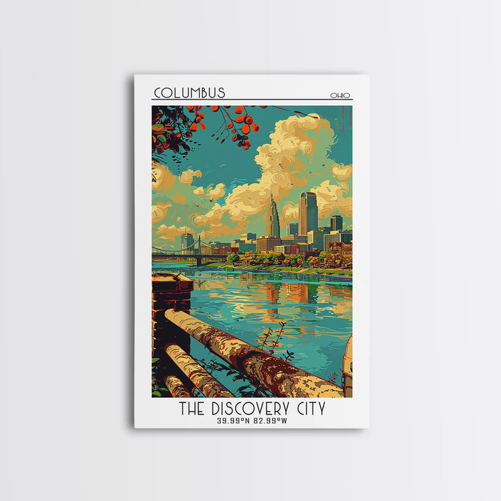 Columbus Ohio Travel Poster, Canvas Print, Poster Print, Travel Wall Art, City Wall Art, Poster Art, Landscape Art, Travel Art Print