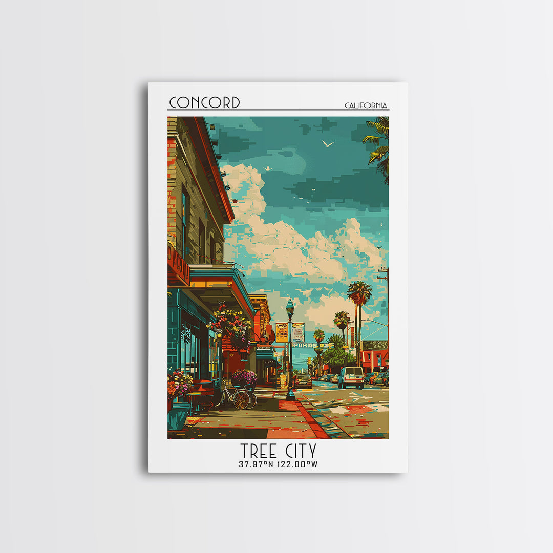Concord Travel Poster, Canvas Print, Travel Wall Art, City Wall Art, Minimalist Poster, Travel Prints, City Illustration, Home Decor