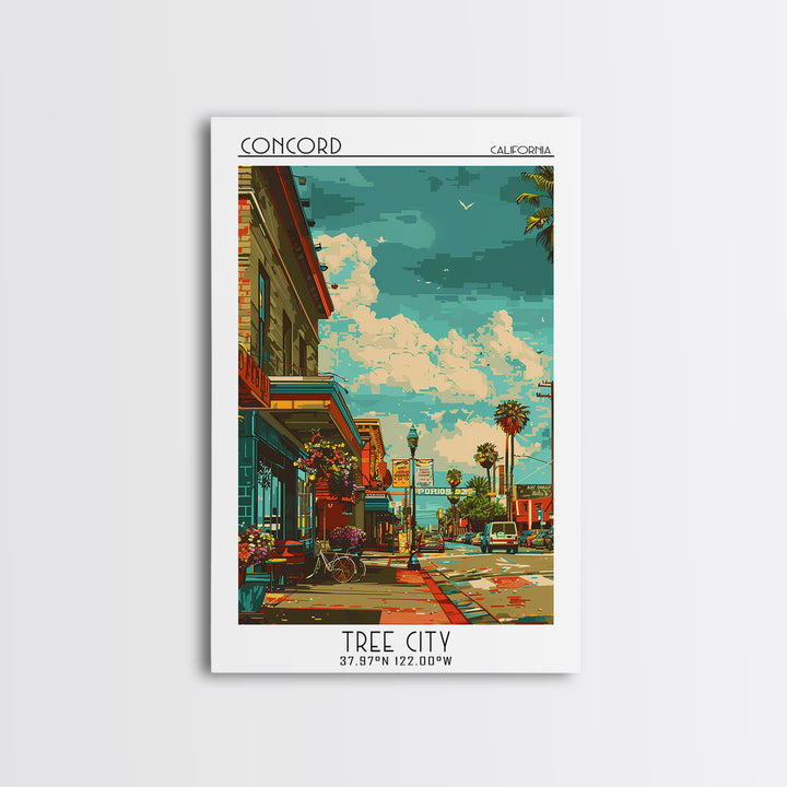 Concord Travel Poster, Canvas Print, Travel Wall Art, City Wall Art, Minimalist Poster, Travel Prints, City Illustration, Home Decor