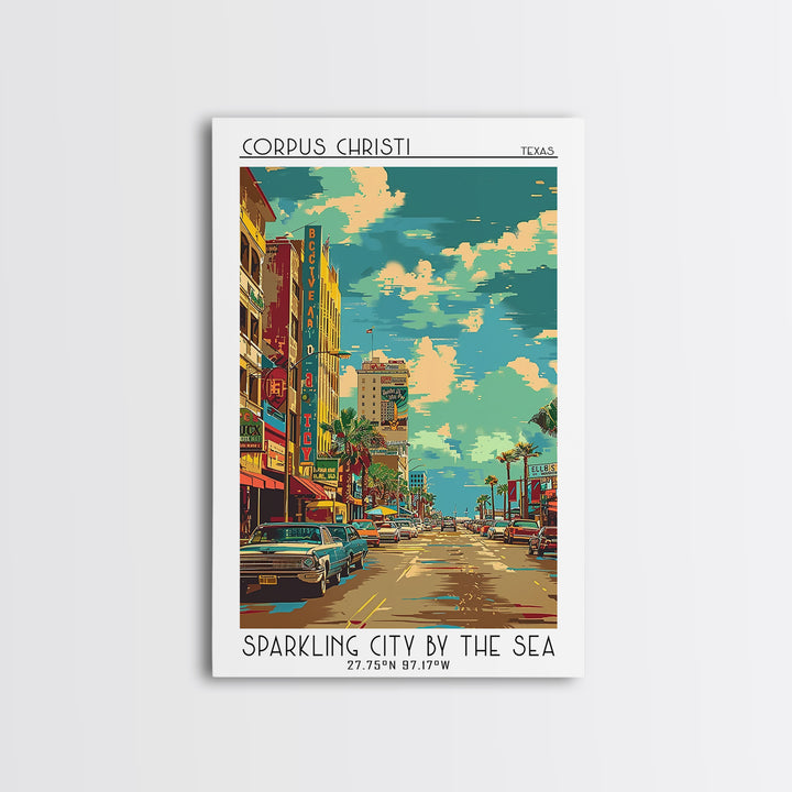 Corpus Christi Travel Poster, Canvas Print, City Art Print, Travel Wall Art, Home Office Decor, Minimalist Poster, City Illustration
