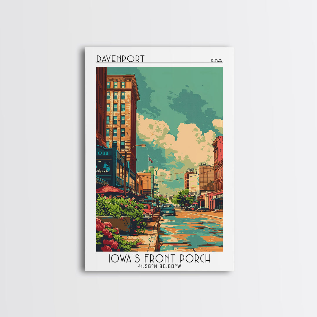 Davenport Travel Poster, Framed Canvas Print, Poster Print, Travel Wall Art, Retro Travel Print, Retro Travel Poster, Fine Art Print