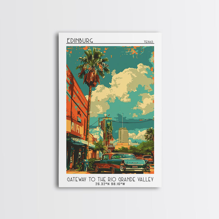 Edinburg Travel Poster, Framed Canvas Print, Retro Travel Poster, City Wall Art, Mid Century Wall Art, Home Decor, Modern Wall Decor