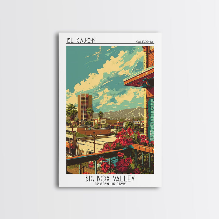 El Cajon Travel Poster, Framed Canvas Print, Travel Wall Art, City Wall Art, Poster Art, Art Print, Travel Art Print, Retro Wall Art
