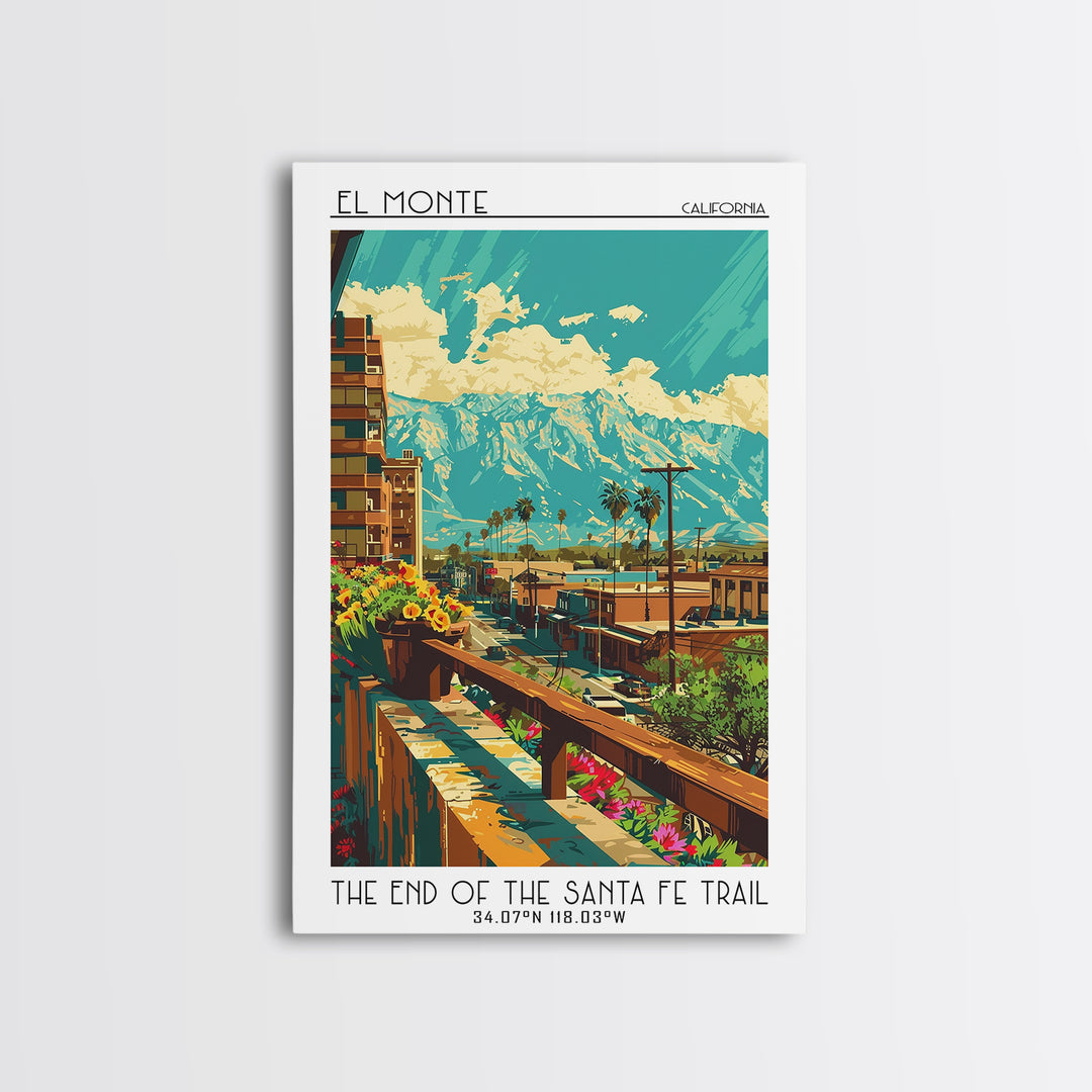 El Monte Travel Poster, Canvas Print, City Art Print, Travel Wall Art, Wall Art, Travel Prints, Gallery Wall Set, Retro Travel Print