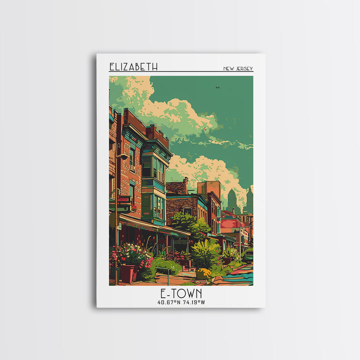 Elizabeth Travel Poster, Framed Canvas Print, Travel Art Print, Modern Wall Decor, Poster Art, City Travel Poster, Colorful Wall Art