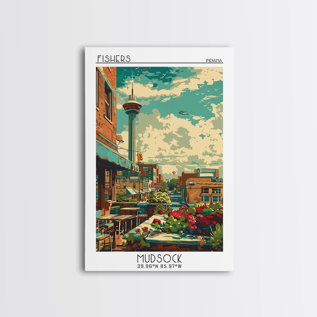 Fishers Travel Poster, Framed Canvas Print, Travel Art Print, Modern Wall Decor, City Wall Art, Poster Art, Poster Print, Home Decor
