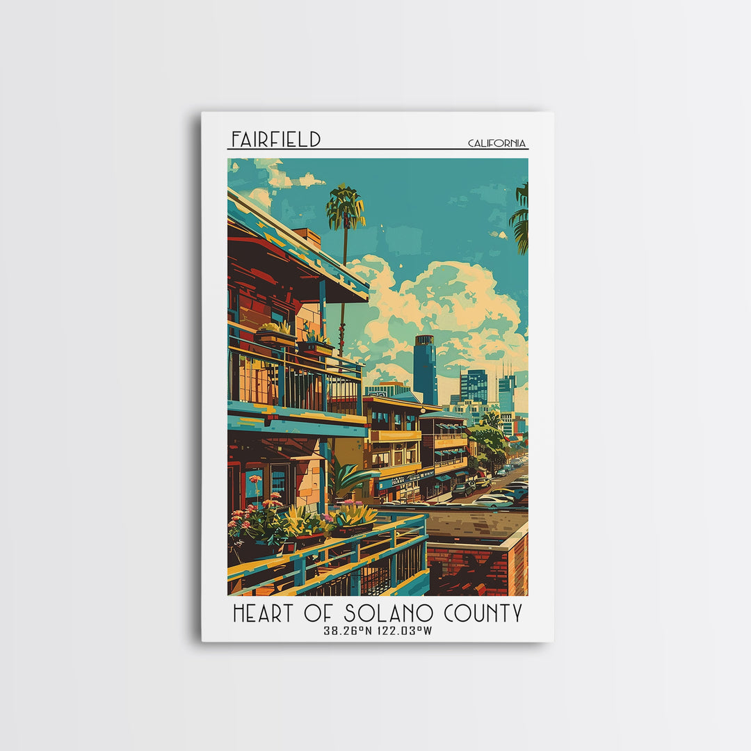 Fairfield Travel Poster, Canvas Print, Retro Travel Poster, City Wall Art, Vintage Travel, Wall Art, Fine Art Print, Vintage Posters