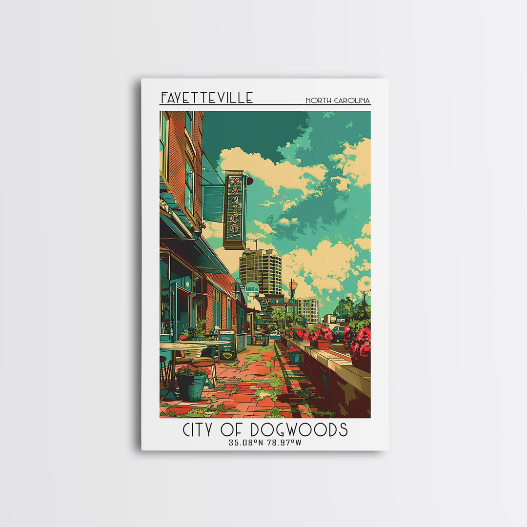 Fayetteville Travel Poster, Framed Canvas Print, Poster Print, Travel Wall Art, Minimalist Poster, City Art Print, City Illustration