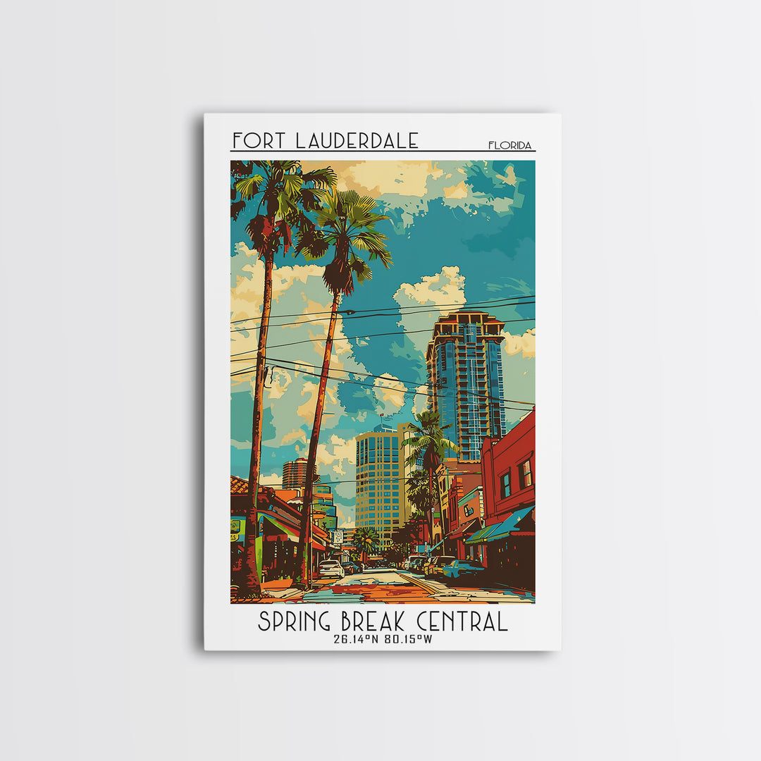 Fort Lauderdale Travel Poster, Canvas Print, City Travel Poster, Travel Wall Art, Wanderlust Gift, Retro Wall Art, Minimalist Poster