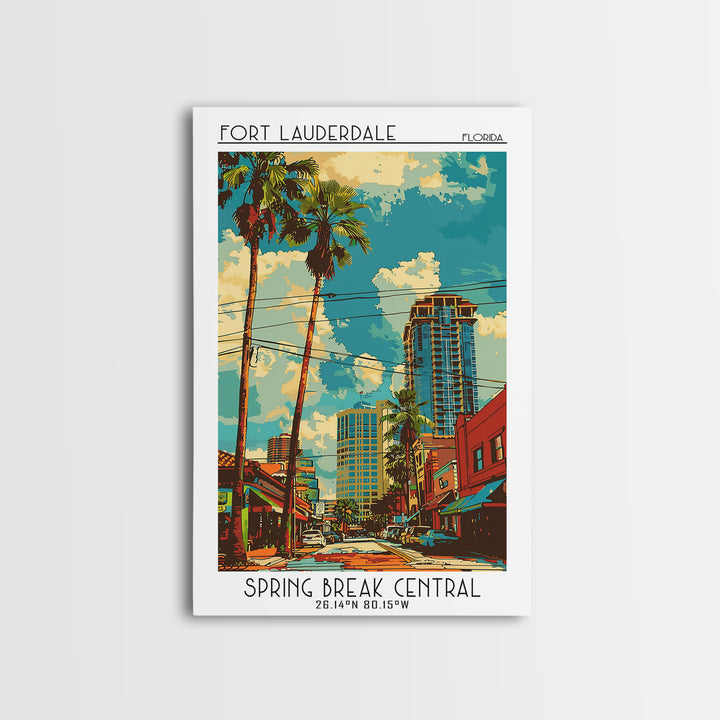 Fort Lauderdale Travel Poster, Canvas Print, City Travel Poster, Travel Wall Art, Wanderlust Gift, Retro Wall Art, Minimalist Poster