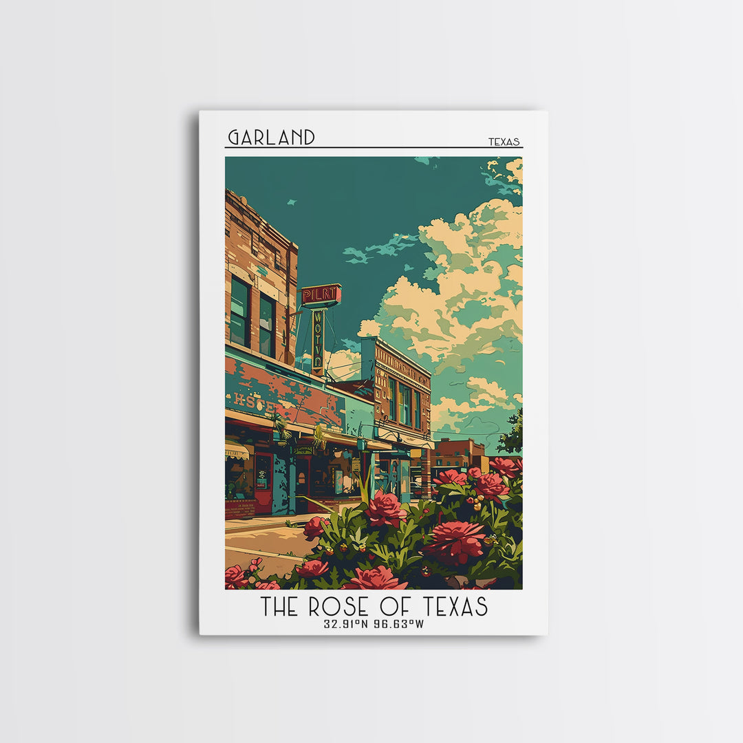 Garland Travel Poster, Canvas Print, Retro Travel Poster, City Wall Art, Travel Wall Decor, Retro Travel Print, Living Room Wall Art