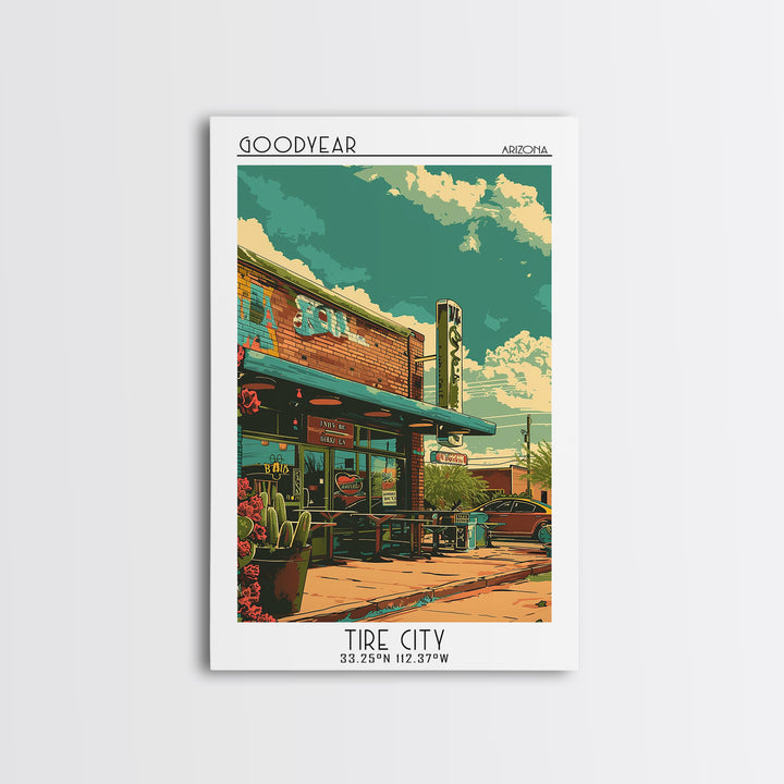 Goodyear Travel Poster, Canvas Print, City Travel Poster, Vintage City Poster, Living Room Wall Art, Travel Wall Art, City Art Print