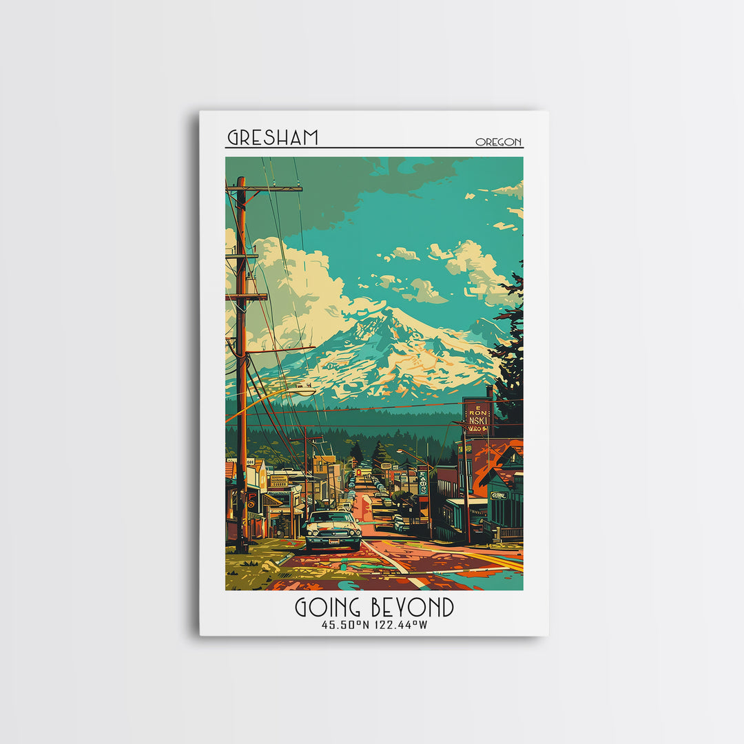 Gresham Travel Poster, Framed Canvas Print, City Travel Poster, Travel Wall Art, Travel Art Print, Minimalist Poster, Retro Wall Art