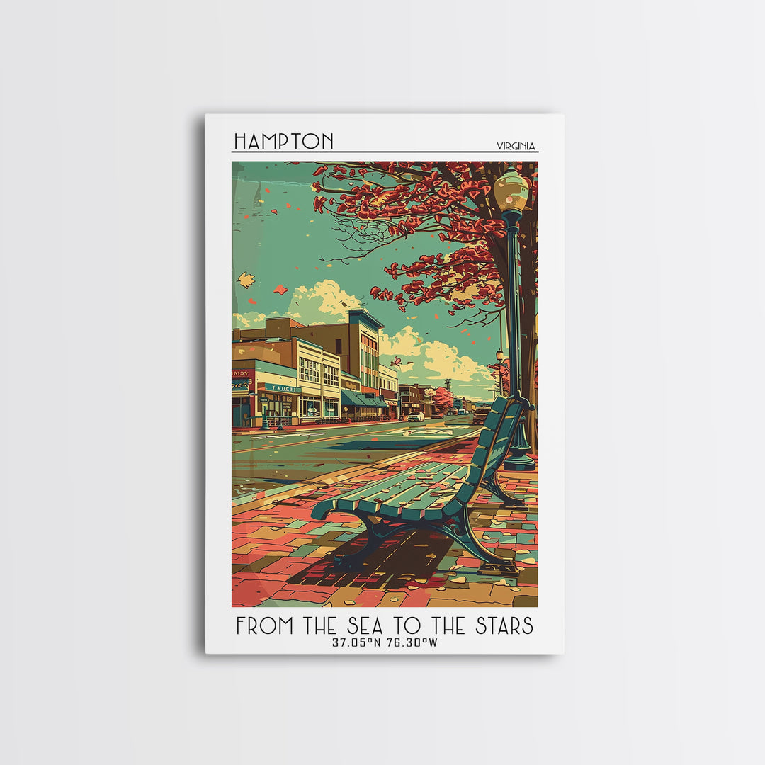 Hampton Travel Poster, Canvas Print, Travel Wall Art, City Wall Art, Poster Art, Modern Wall Decor, Retro Wall Art, Travel Art Print