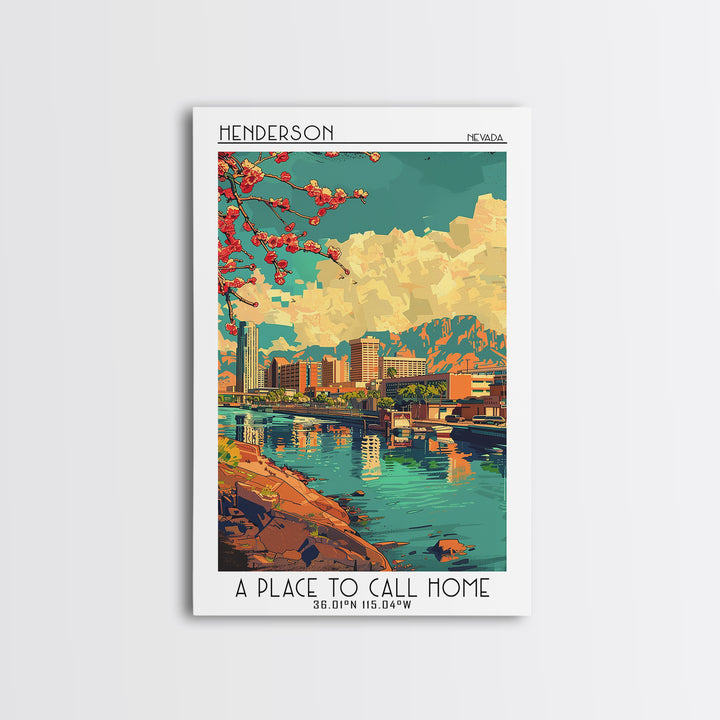 Henderson Travel Poster, Canvas Print, Poster Print, Travel Wall Art, Mid Century Wall Art, Travel Decor, Wall Art, Travel Art Print