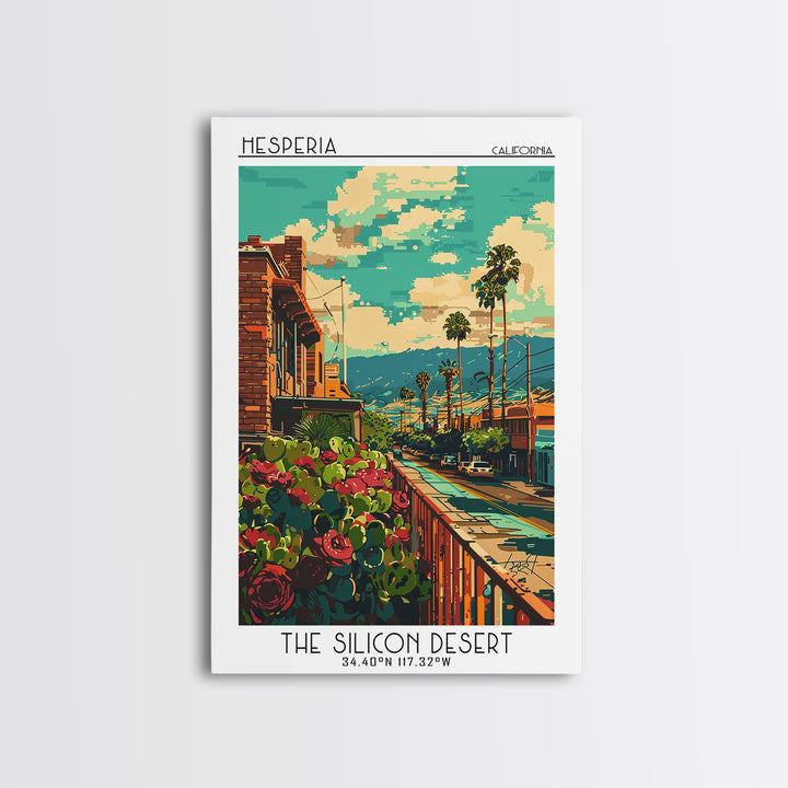 Hesperia Travel Poster, Framed Canvas Print, Vintage Travel Print, City Wall Art, Travel Wall Art, Vintage Travel Art, Landscape Art