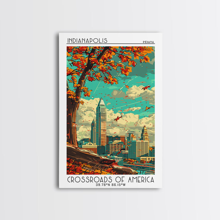 Indianapolis Travel Poster, Canvas Print, Retro Travel Poster, City Wall Art, Art Print, Minimalist Poster, Home Decor, Travel Decor