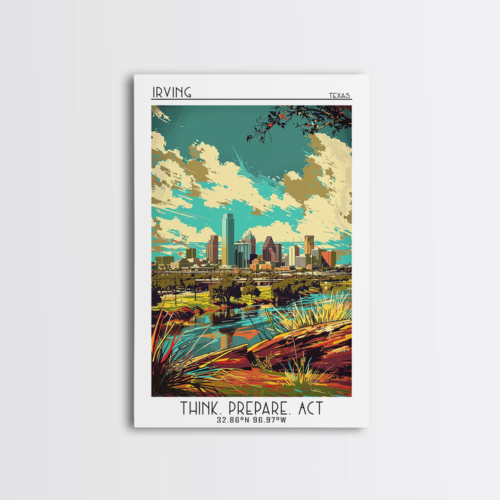 Irving Travel Poster, Framed Canvas Print, City Travel Poster, Vintage City Poster, Retro Wall Art, Retro Travel Print, Poster Print
