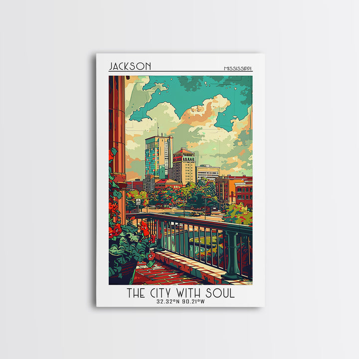 Jackson Travel Poster, Framed Canvas Print, City Travel Poster, Vintage City Poster, Landscape Art, Vintage Poster, Travel Art Print