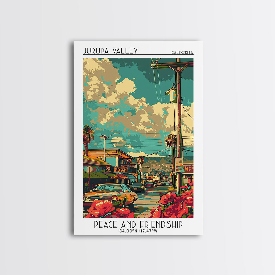 Jurupa Valley Travel Poster, Canvas Print, City Travel Poster, Travel Wall Art, Retro Travel Print, Modern Wall Decor, Landscape Art