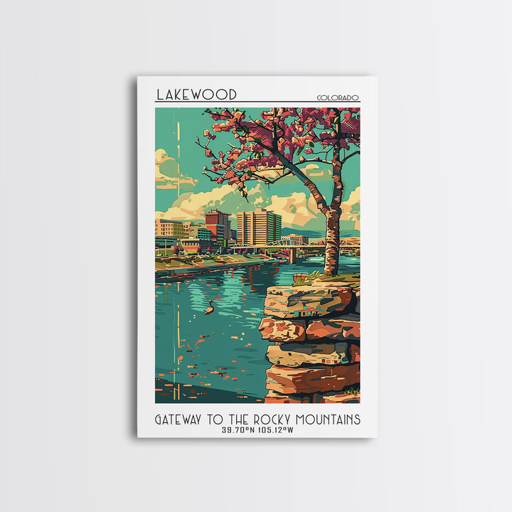 Lakewood Travel Poster, Canvas Print, Travel Art Print, Modern Wall Decor, Wall Art, City Wall Art, Travel Wall Decor, Landscape Art