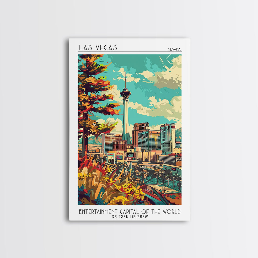 Las Vegas Travel Poster, Canvas Print, City Travel Poster, Travel Wall Art, Travel Prints, Mid Century Wall Art, Vintage City Poster