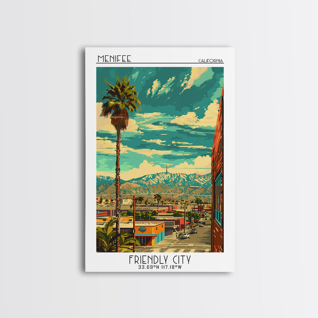 Menifee Travel Poster, Framed Canvas Print, City Art Print, Travel Wall Art, Wall Art, Home Decor, Travel Posters, Modern Wall Decor