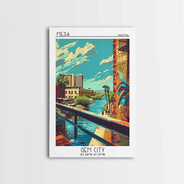 Mesa Travel Poster, Framed Canvas Print, Vintage Travel Print, City Wall Art, Fine Art Print, Minimalist Poster, Retro Travel Poster
