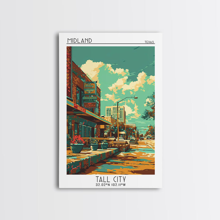Midland Travel Poster, Framed Canvas Print, Poster Print, Travel Wall Art, Art Print, Travel Print, Retro Travel Print, Travel Decor