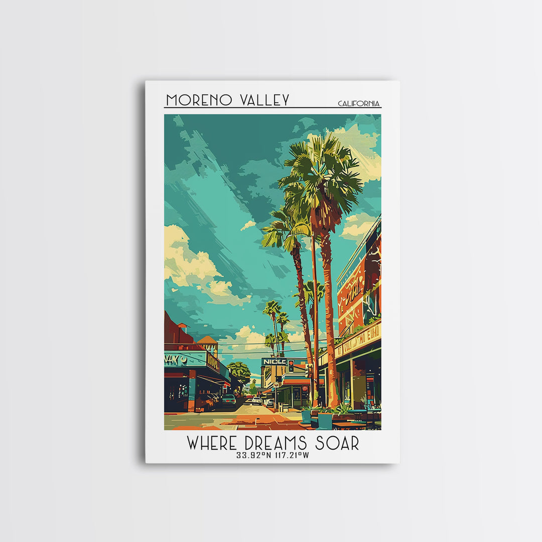 Moreno Valley Travel Poster, Canvas Print, Travel Wall Decor, Minimalist Poster, Modern Wall Decor, Home Office Decor, City Wall Art