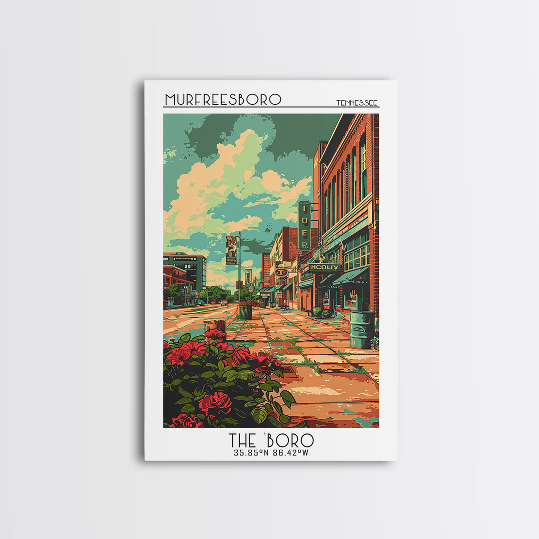 Murfreesboro Travel Poster, Framed Canvas Print, City Travel Poster, Travel Wall Art, City Illustration, Gallery Wall Set, Art Print