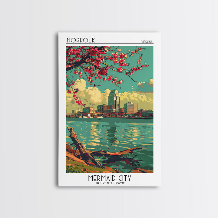 Norfolk Travel Poster, Framed Canvas Print, City Travel Poster, Travel Wall Art, Living Room Wall Art, Home Office Decor, Poster Art