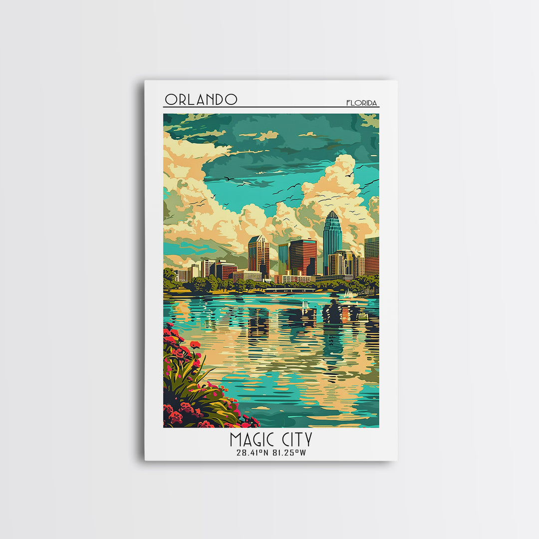 Orlando Travel Poster, Canvas Print, Retro Wall Art, Travel Print, Travel Posters, Retro Travel Print, Home Decor, Travel Wall Decor