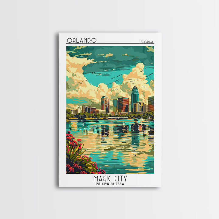 Orlando Travel Poster, Canvas Print, Retro Wall Art, Travel Print, Travel Posters, Retro Travel Print, Home Decor, Travel Wall Decor