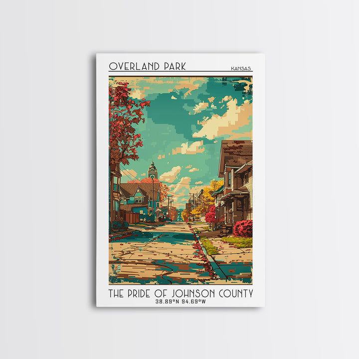 Overland Park Travel Poster, Framed Canvas Print, Vintage Travel Print, City Wall Art, Travel Posters, Travel Prints, City Art Print