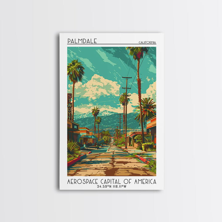 Palmdale Travel Poster, Canvas Print, City Art Print, Travel Wall Art, Travel Print, Travel Art Print, Home Decor, Travel Wall Decor