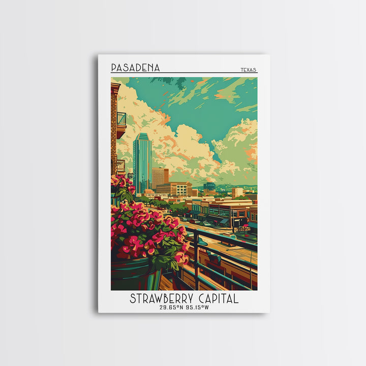 Pasadena Texas Travel Poster, Canvas Print, City Travel Poster, Travel Wall Art, City Illustration, City Art Print, Travel Art Print