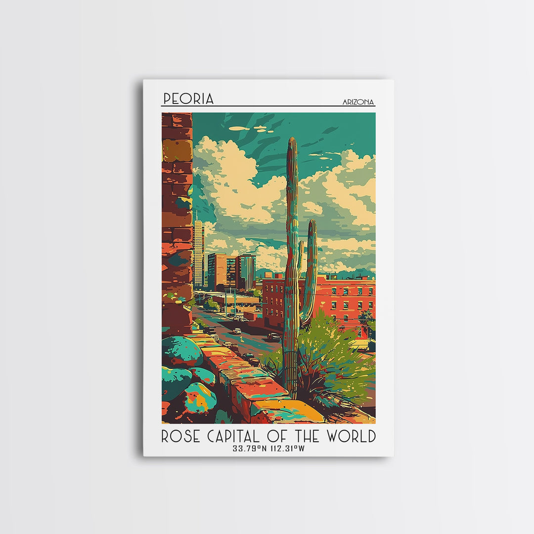 Peoria Travel Poster, Canvas Print, City Travel Poster, Travel Wall Decor, Travel Art Print, Living Room Wall Art, Home Office Decor