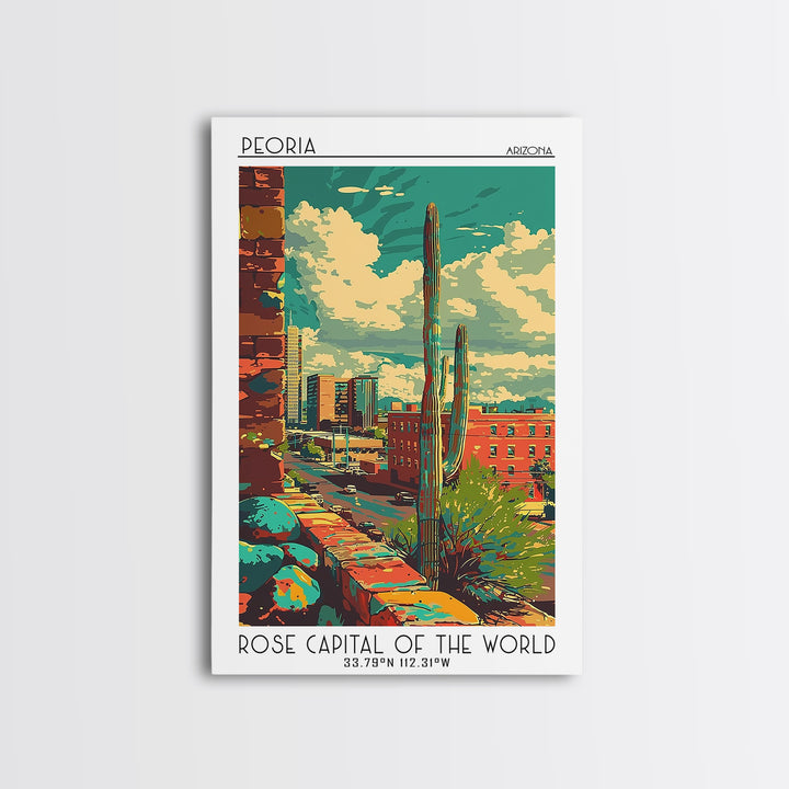 Peoria Travel Poster, Canvas Print, City Travel Poster, Travel Wall Decor, Travel Art Print, Living Room Wall Art, Home Office Decor