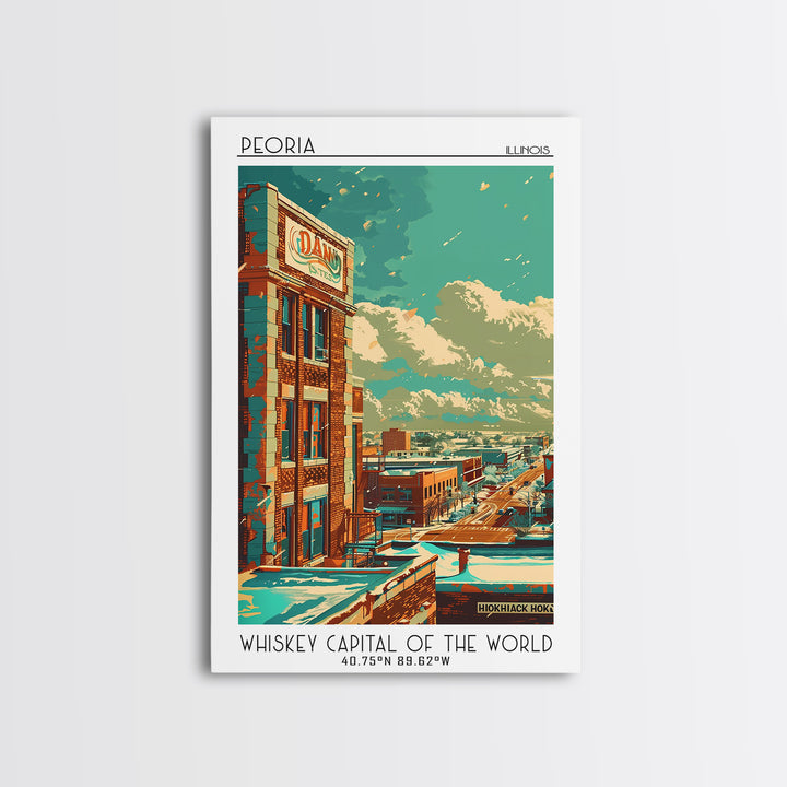 Peoria Illinois Travel Poster, Canvas Print, City Travel Poster, Travel Wall Decor, Retro Travel Poster, Gallery Wall Set, Art Print