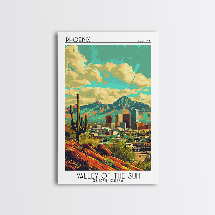 Phoenix Travel Poster, Framed Canvas Print, Vintage Travel Print, City Wall Art, Minimalist Poster, Travel Posters, Travel Art Print