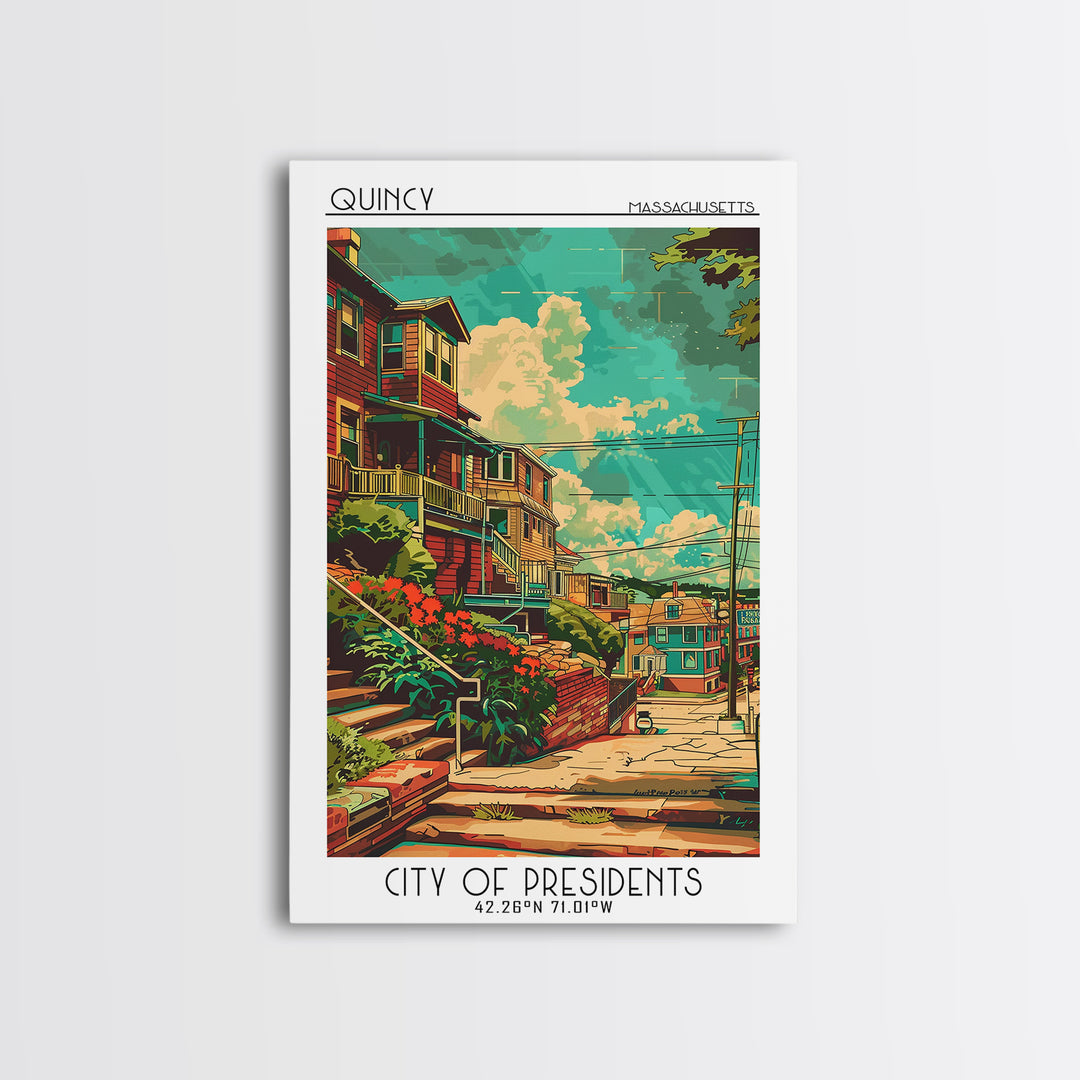 Quincy Travel Poster, Canvas Print, Travel Prints, Landscape Art, Art Print, Mid Century Wall Art, Travel Wall Art, Gallery Wall Set