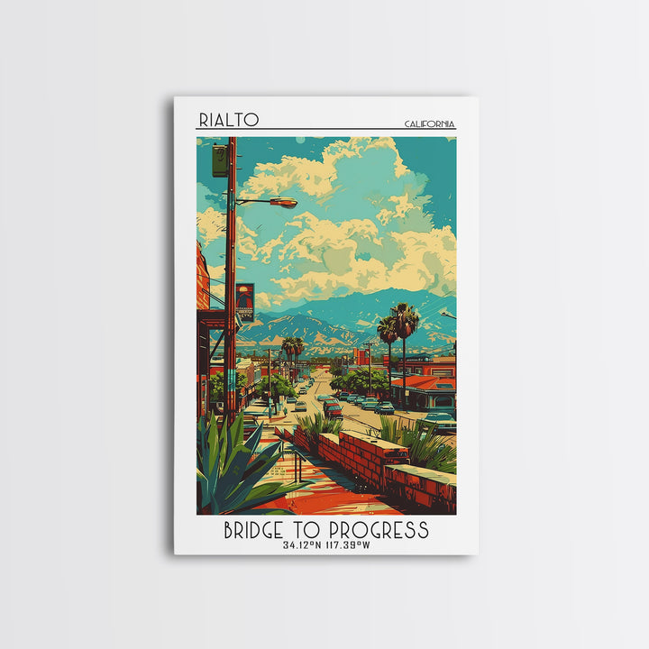 Rialto Travel Poster, Framed Canvas Print, Travel Wall Art, City Wall Art, Poster Print, Wall Art, Wanderlust Gift, Travel Art Print