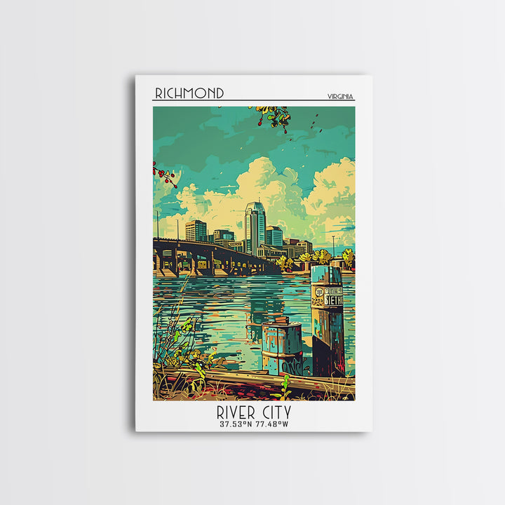 Richmond Virginia Travel Poster, Framed Canvas Print, Poster Print, Travel Wall Art, Home Office Decor, Travel Print, Travel Posters