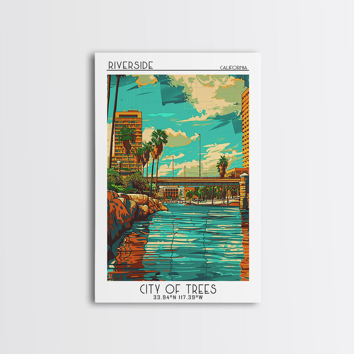 Riverside Travel Poster, Framed Canvas Print, Travel Prints, Landscape Art, Vintage Travel Art, City Travel Poster, Gallery Wall Set